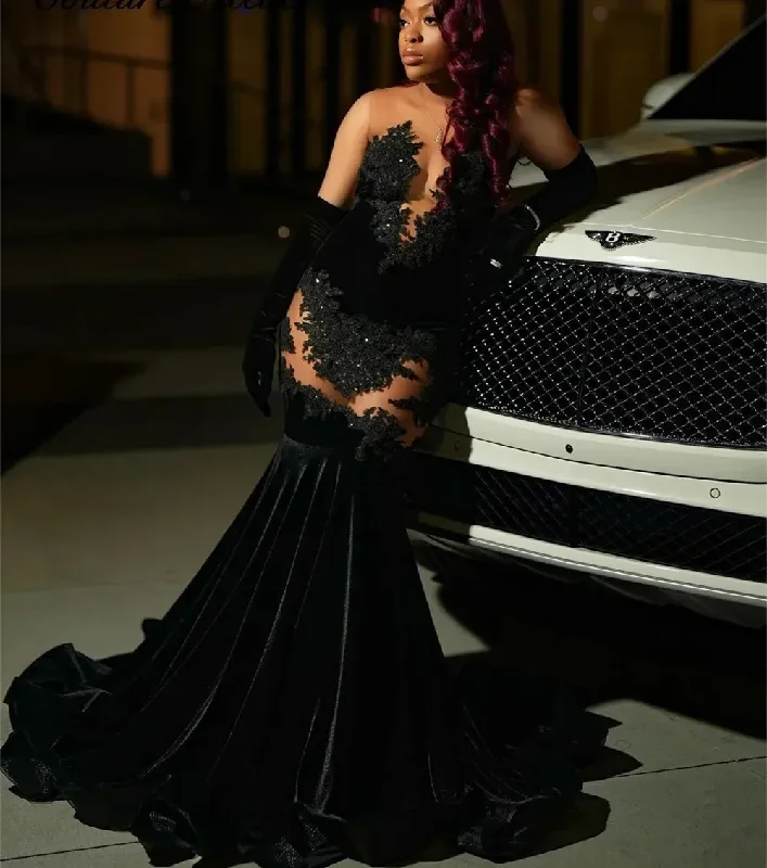 2024-sexy-black-prom-dresses-lace-appliques-velvet-with-gloves-mermaid-party-evening-gowns-met-gala-vestido-de-noche