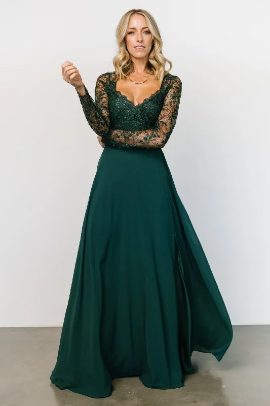 Adalaide Long Sleeve Maxi Dress | Dark Green