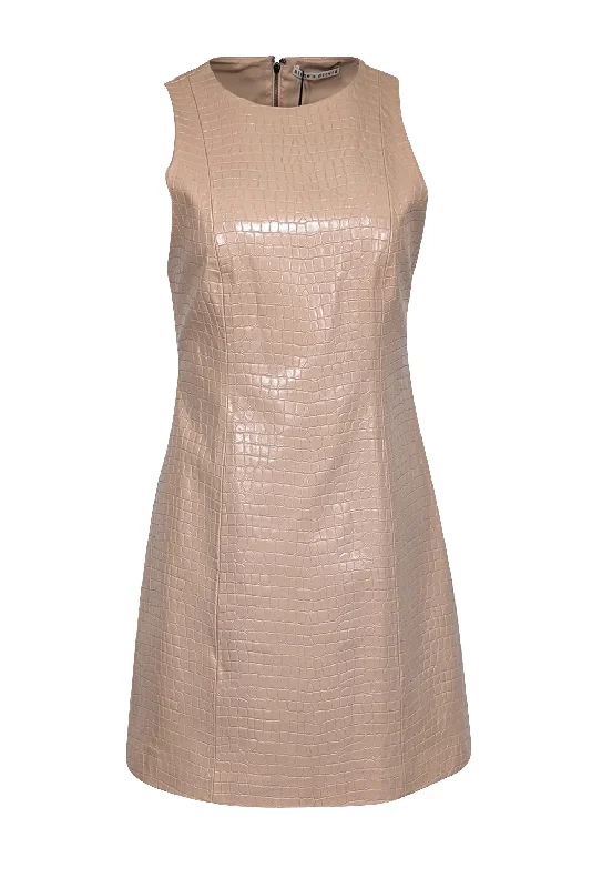 Alice & Olivia - Beige Croc-Embossed Faux Leather Mini Dress Sz 6