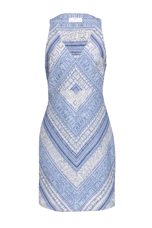 Amanda Uprichard - Blue & White Sleeveless Sheath Mini Dress Sz L