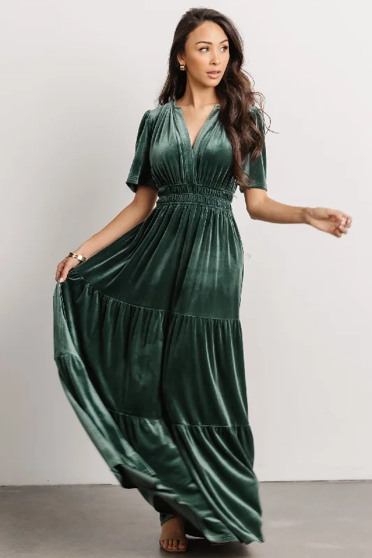 Artemis Velvet Maxi Dress | Deep Lagoon