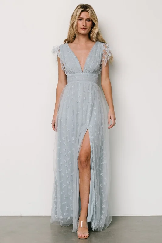 Caterina Tulle Maxi Dress | Light Blue