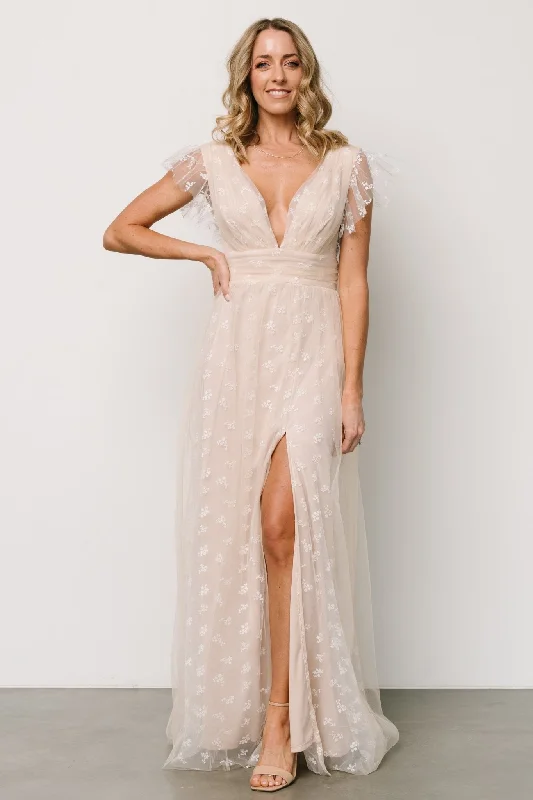 Caterina Tulle Maxi Dress | Natural + White