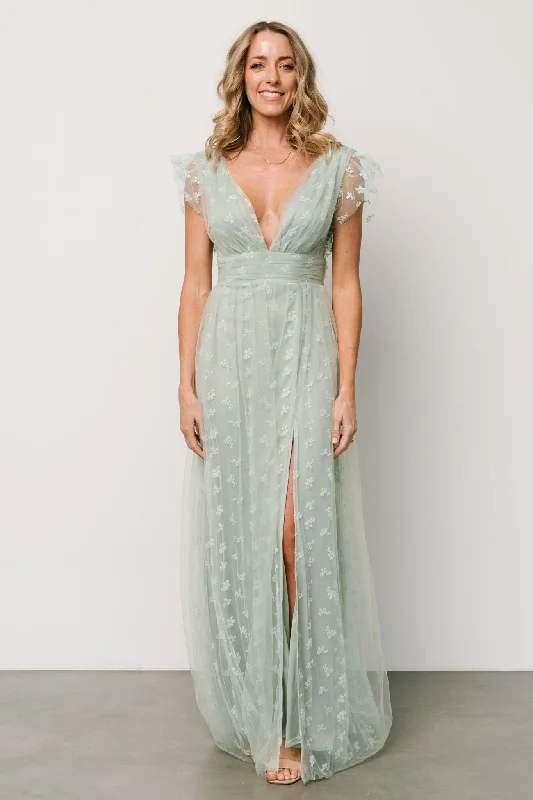 Caterina Tulle Maxi Dress | Sage