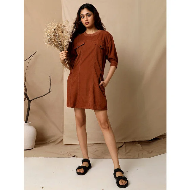 Tencel Mini Shirt Dress | Brown