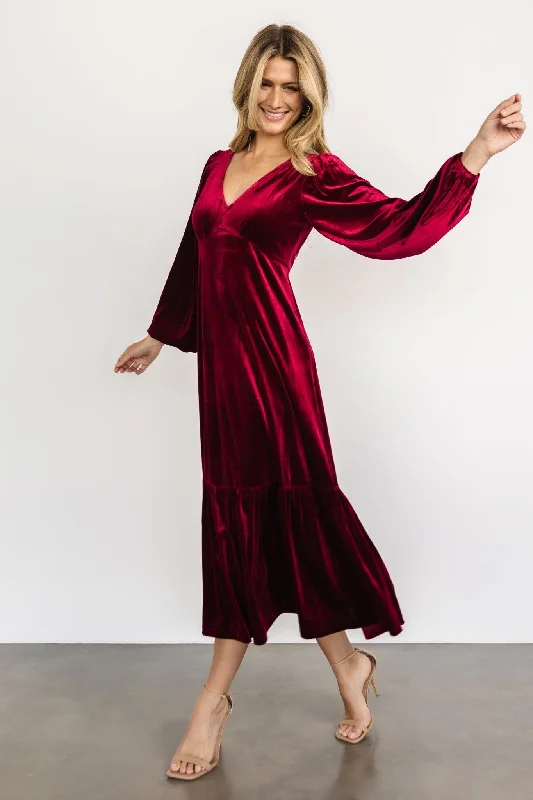 Erika Velvet Maxi Dress | Merlot