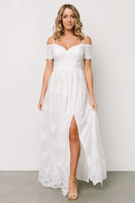 Esperanza Tulle Embroidered Maxi Dress | Off White