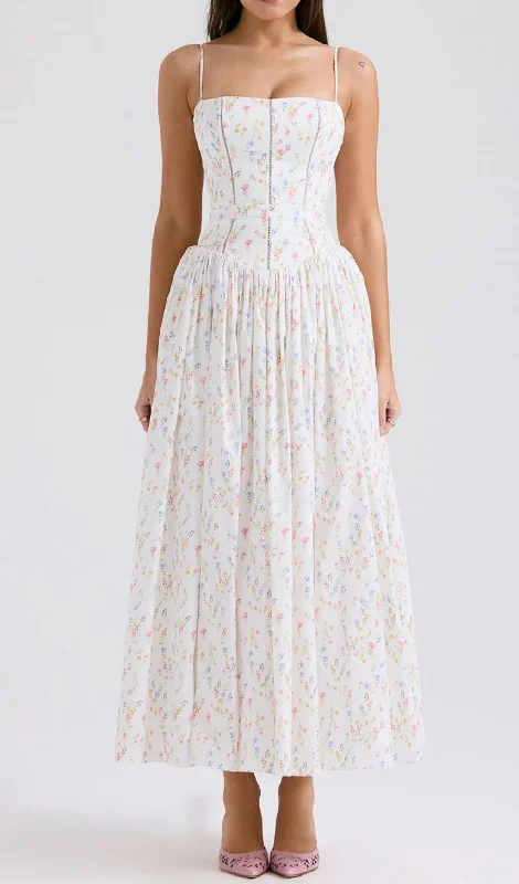 FLORAL MAXI DRESS IN WHITE