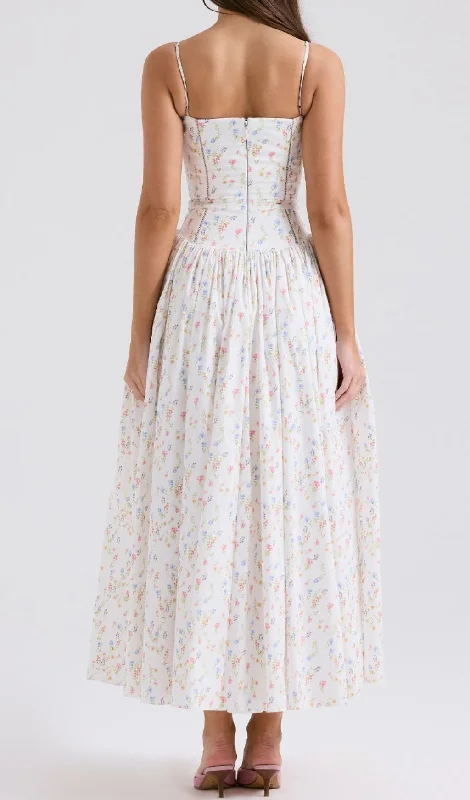 FLORAL MAXI DRESS IN WHITE