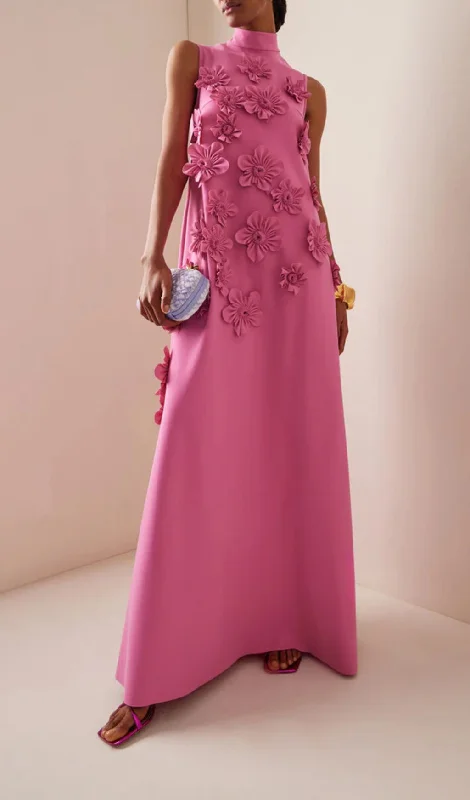 FLOWER EMBELLISHED MAXI DRESS IN PINK