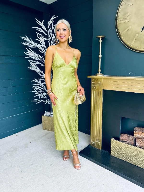 Glinda Slinky Midi Dress Green