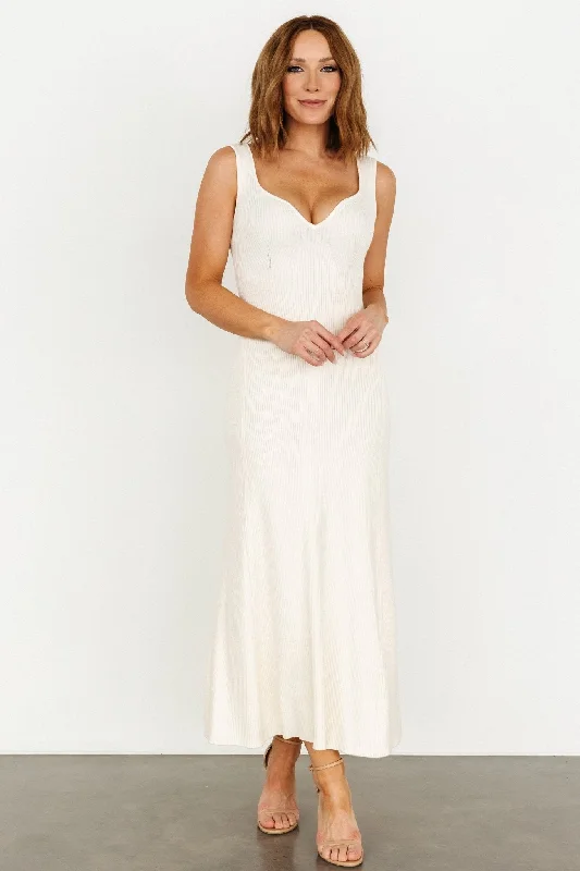 Justine Ribbed Tank Maxi Dress | Cream