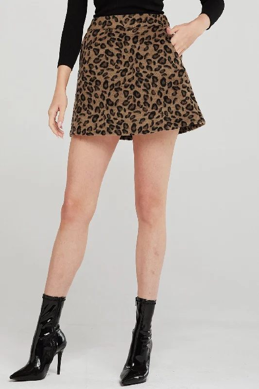 Leah Leopard Borg Mini Skirt