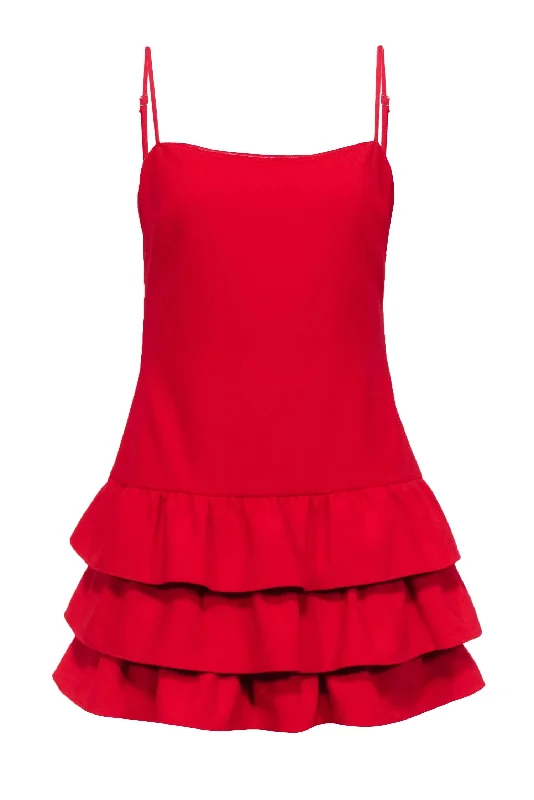 Likely - Red Sleeveless Ruffled Bottom Mini Dress Sz 8