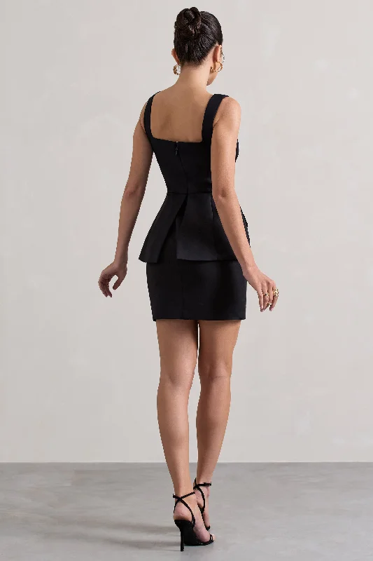 Maci | Black Tailored Square-Neck Mini Dress