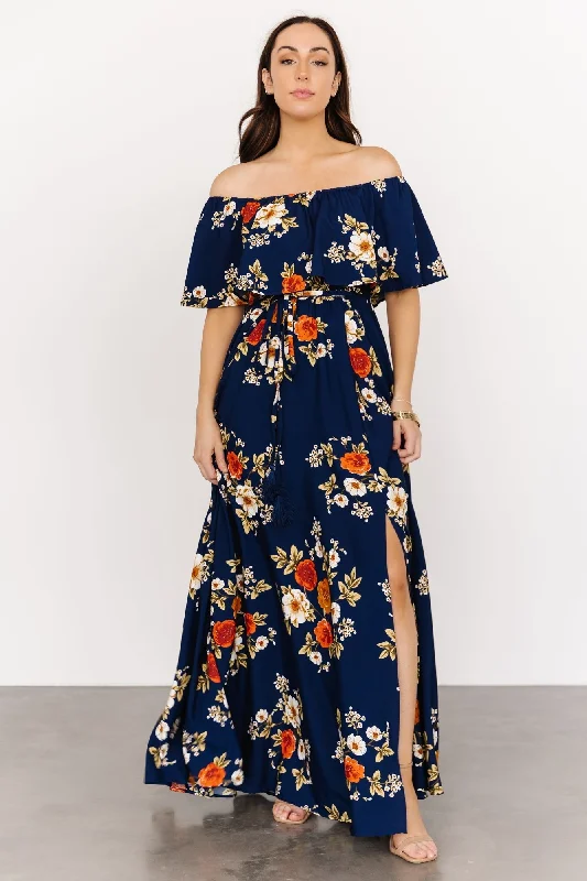 Marley Off Shoulder Maxi Dress | Navy Floral