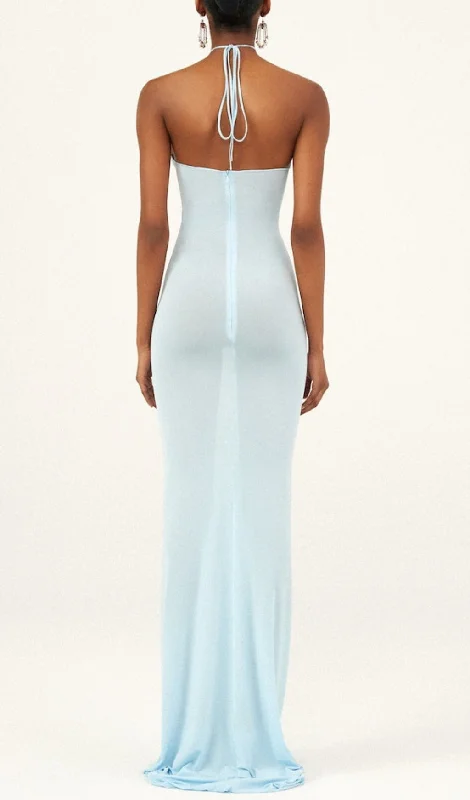 NEUTRALS FLORAL-APPLIQUÉ STRAPLESS GOWN MAXI DRESS