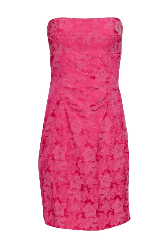 Nicole Miller - Pink Brocade Strapless Tie Back Mini Dress Sz 6