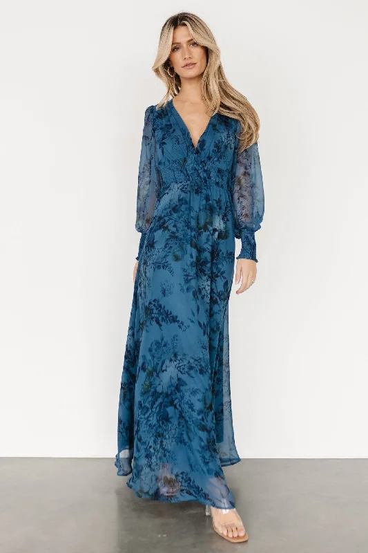 Olivia Maxi Dress | Deep Blue Floral