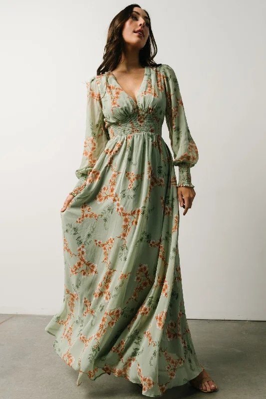 Olivia Maxi Dress | Sage + Peach Floral