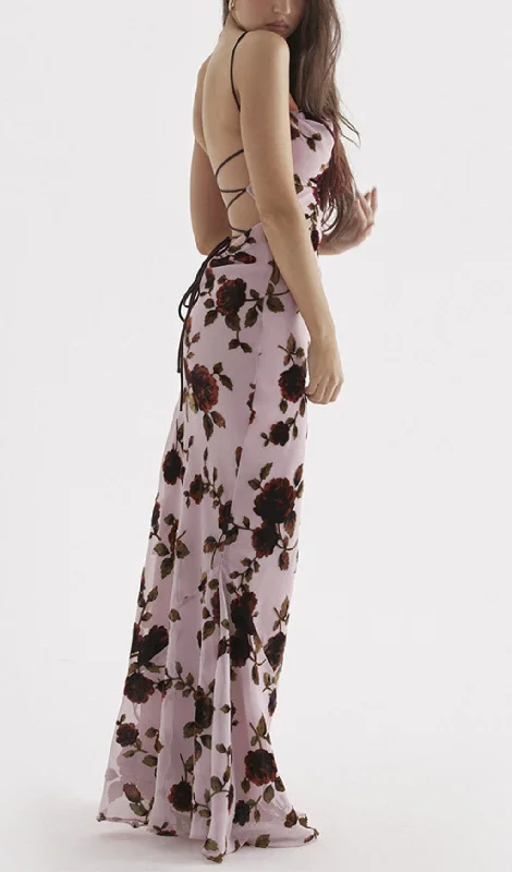 PINK DEVORE MAXI DRESS