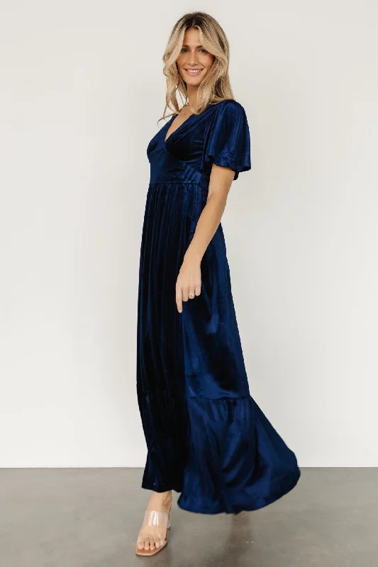 Reina Velvet Maxi Dress | Midnight Blue