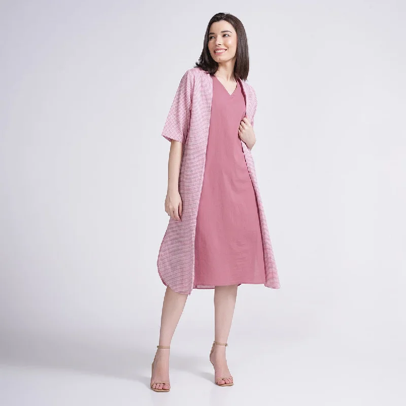 Midi Dress & Overlay for Women | Organic Cotton | Pink