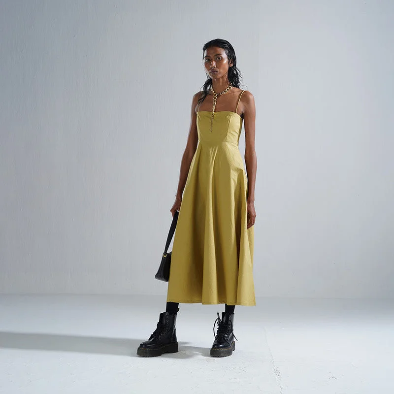 Midi Dress | Cotton Poplin | Yellow