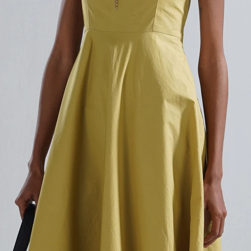 Midi Dress | Cotton Poplin | Yellow