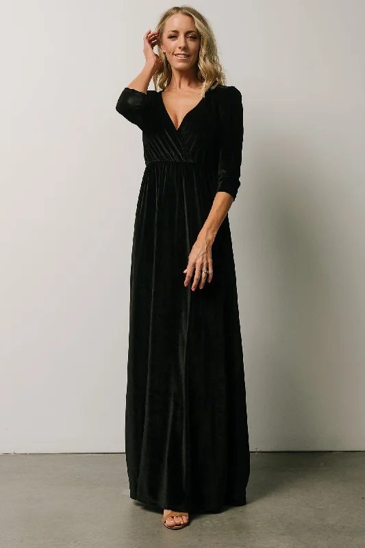 Sofia Velvet Maxi Dress | Black