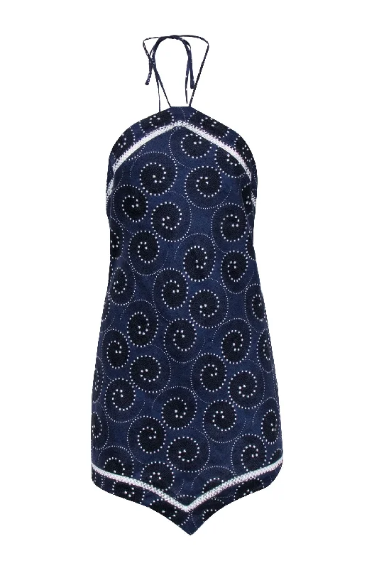 Staud - Navy & White Whirlpool Print Linen Mini Dress Sz 6