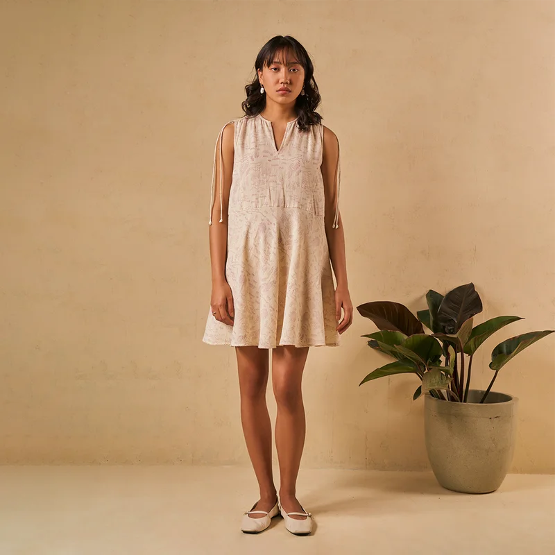 Organic Cotton Mini Dress | Azo-Free Dyed | Off-White