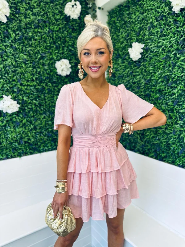 Tatum Layered Mini Dress Blush