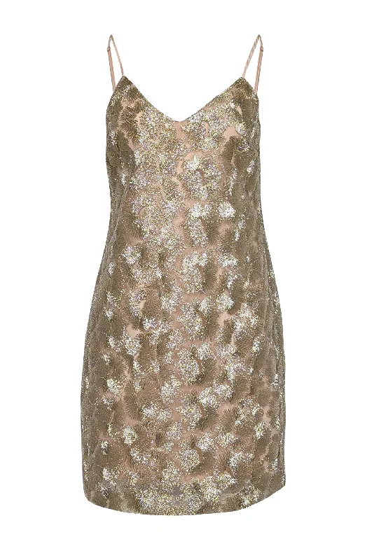 Trina Turk - Gold Metallic Sleeveless Mini Dress Sz 6