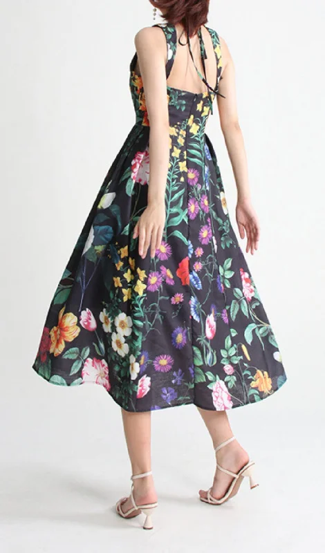 VINTAGE FLORAL PRINTED MAXI DRESS