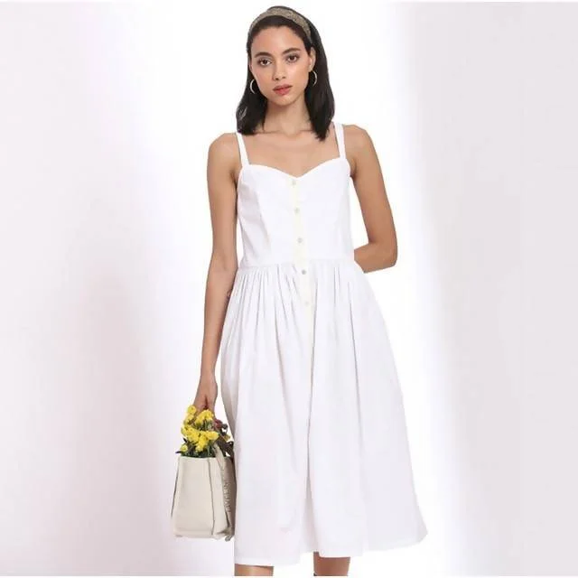 Cotton Midi Dress | White