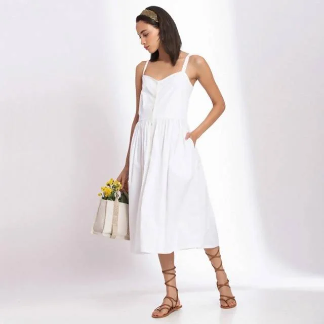 Cotton Midi Dress | White