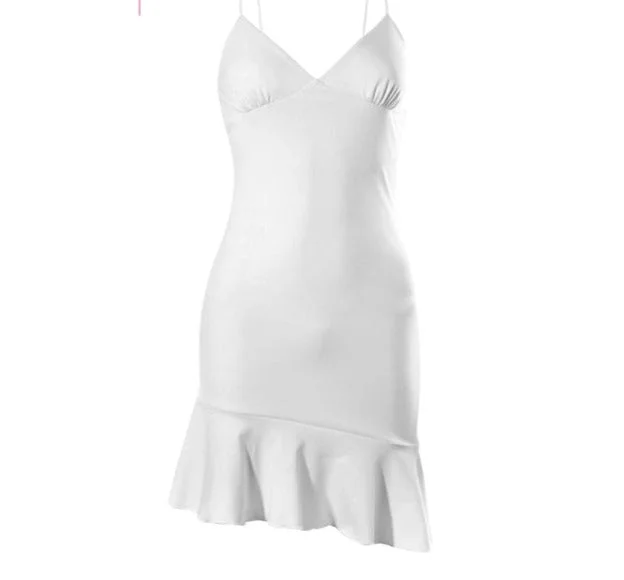 White Ruffles Bodycon Dress.