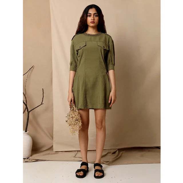 Tencel Mini Shirt Dress | Green