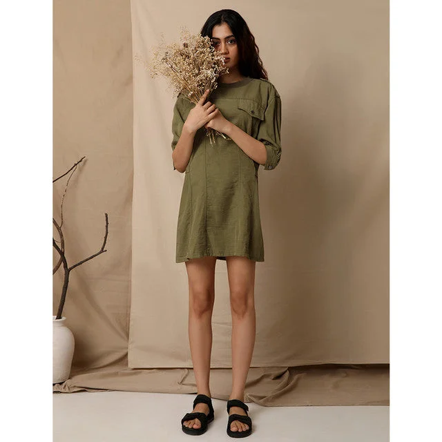 Tencel Mini Shirt Dress | Green