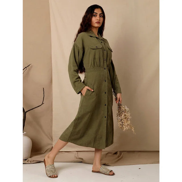 Tencel Midi Dress | Green