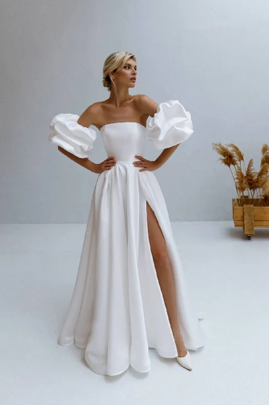 QUEEN WEDDING  Balloon Sleeve Strapless Wedding Dress REF: 85145653