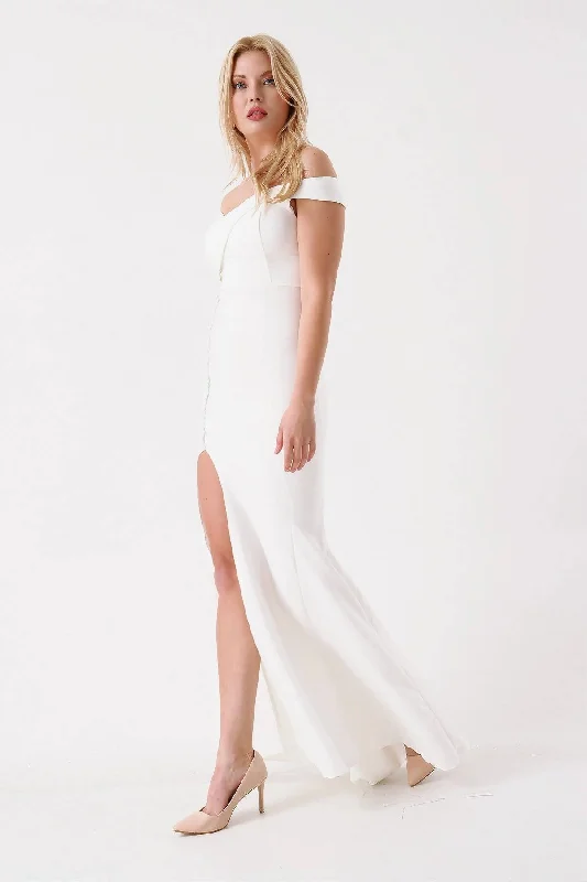 White Double Breasted Collar Evening Dress Wedding Dress REF: 5082MKSP