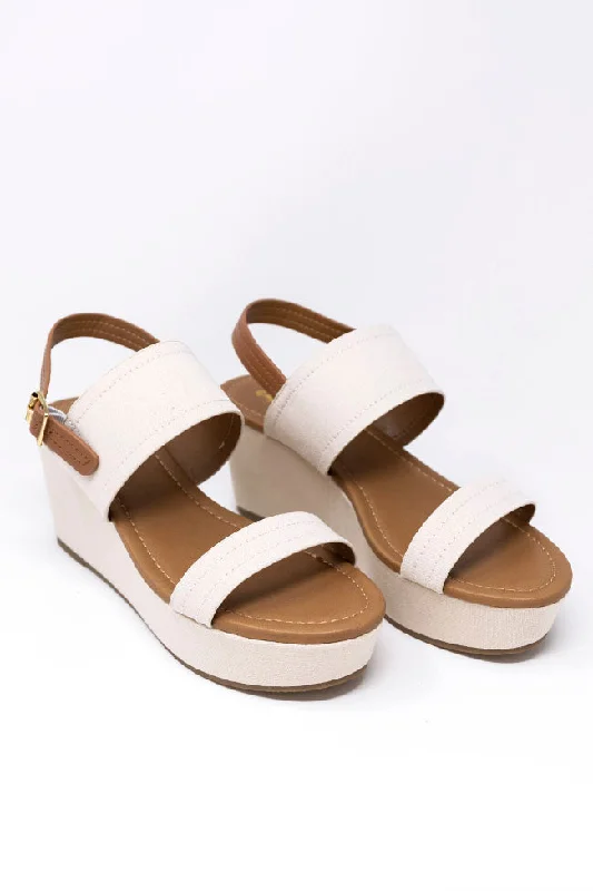 Rory Beige Linen Low Heel Wedge FINAL SALE