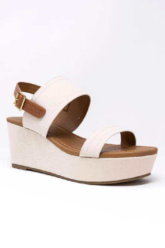 Rory Beige Linen Low Heel Wedge FINAL SALE