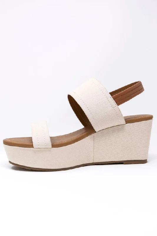 Rory Beige Linen Low Heel Wedge FINAL SALE