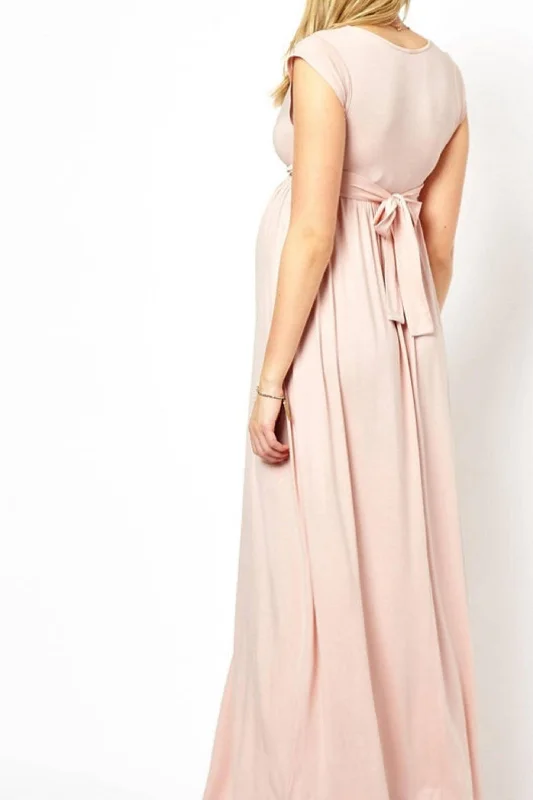 Chelsea Cotton Maxi Maternity Photoshoot Dress Dress - Blush Pink