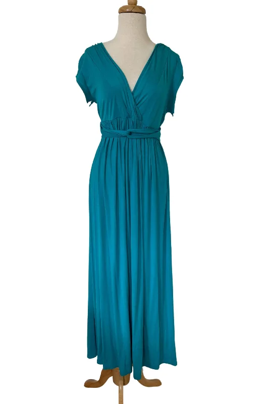 Chelsea Cotton Maxi Maternity Photoshoot Dress - Teal