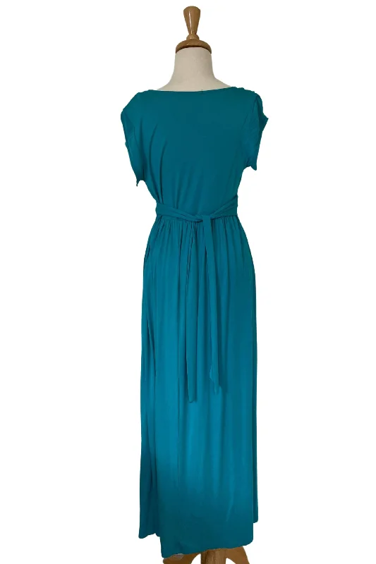 Chelsea Cotton Maxi Maternity Photoshoot Dress - Teal