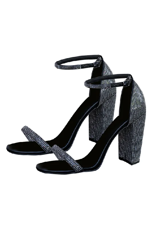 Haven Black Rhinestone Block Heel FINAL SALE